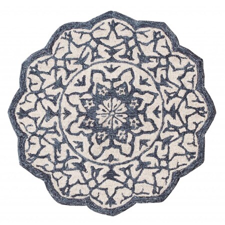 Palacedesigns 3 ft. Round Navy & White Decorative Area Rug PA3102019